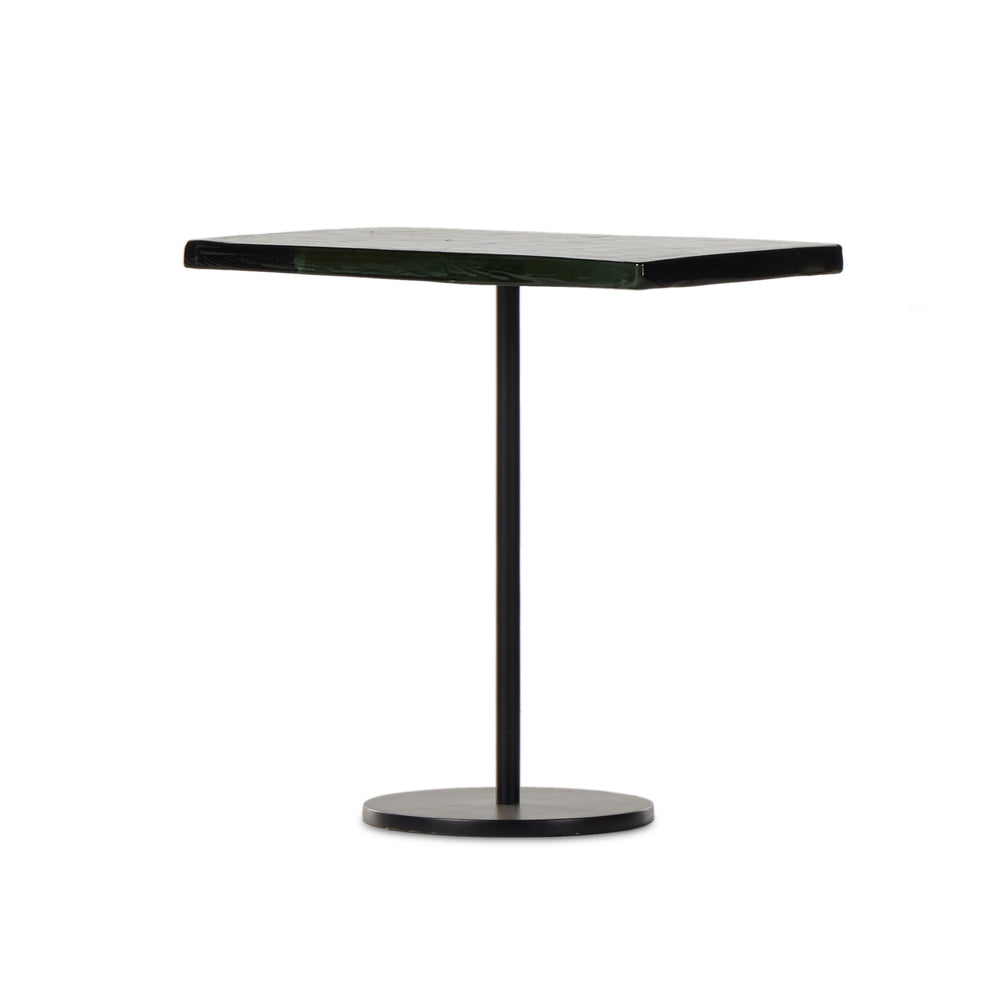 Zevon End Table In Moss Cast Glass