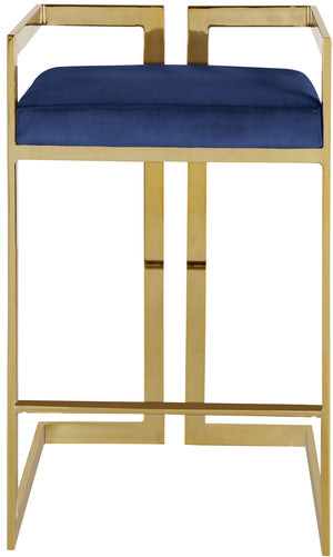 Winifred Stool In Navy Velvet and Gold