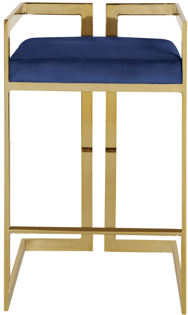 Winifred Stool In Navy Velvet and Gold