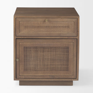 Grier Medium Brown Wood w/ Cane Accent Table