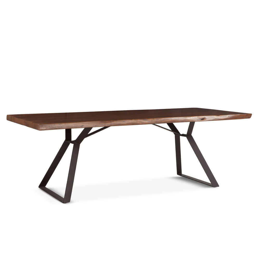 London Loft 94-Inch Acacia Wood Live Edge Dining Table in Walnut Finish