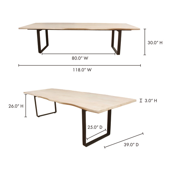 Wilks Dining Table with Mango Top and Metal Base
