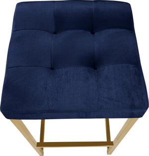 Pearl Stool In Navy Velvet and Gold