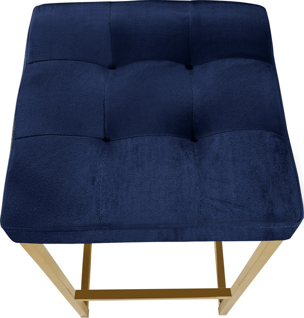 Pearl Stool In Navy Velvet and Gold