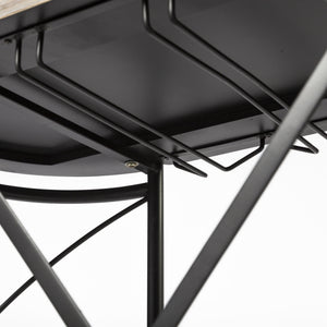 Marlon Black Metal Frame Two Tier Shelves w/Stemware holder Bar Cart