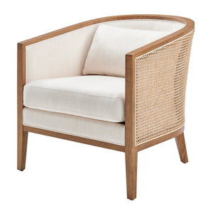 Tillman Fabric Accent Arm Chair w/ Rattan, Shortbread/Natural