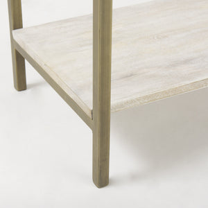 Arelius 36L x 18.75W x 63H White Wood W/ Gold Metal Base Display Cabinet