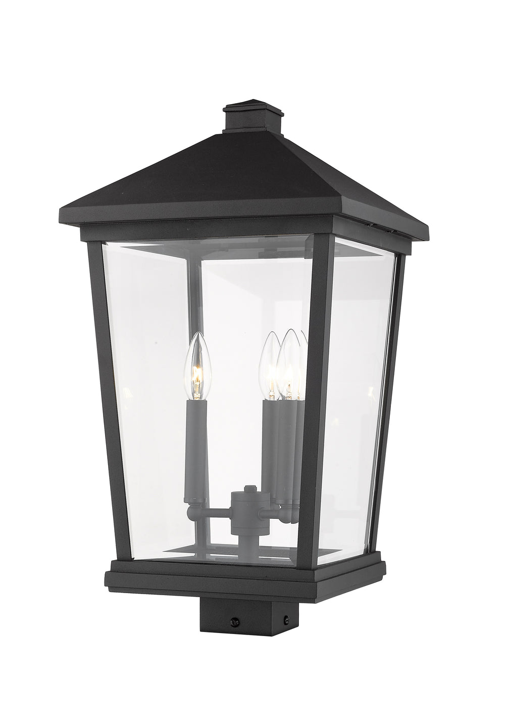 Beacon 3 Light Outdoor Post Mount Fixture in Black Finish