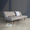 UNFURL SOFA BED in MIXED DANCE GREY FABRIC WITH Dark Wood LEGS 521