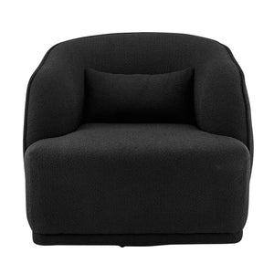 Steward Fabric Swivel Accent Chair In Boucle Black
