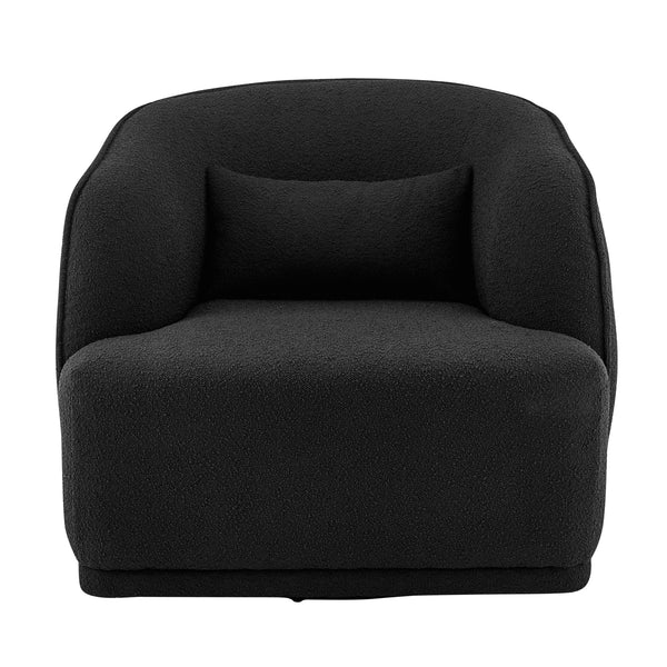Steward Fabric Swivel Accent Chair In Boucle Black