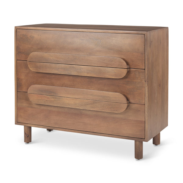 Astrid  36L x 17W x 30.3H Medium Brown Solid Wood 3 Drawer Cabinet