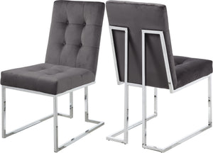 Sara Dining Chair In Grey Velvet