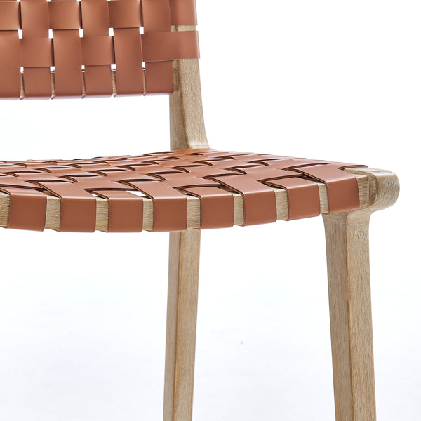 Marco Faux Leather Counter Stool Drift Wood Frame, Ochre Brown 