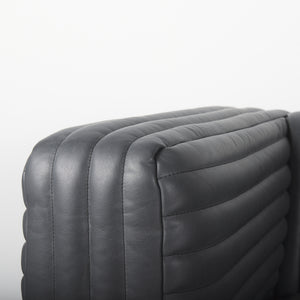 Ricciardo Black Leather Wrapped Three Seater Sofa 82.5L x 38.5W x 26.5H