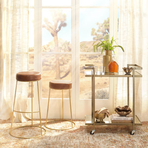  Henry Round Leather Counter Stool, Brown