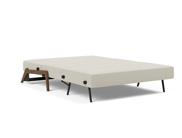 CUBED FULL SOFA BED in MIXED DANCE NATURAL FABRIC WITH Dark Wood LEGS 527