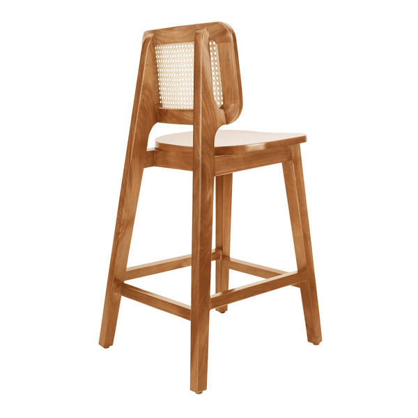 Maury Wood Counter Stool w/ Rattan, Natural