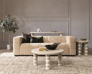 Afeela Upholstered Sofa in French Vanilla - Bold Structure, Soft Comfort