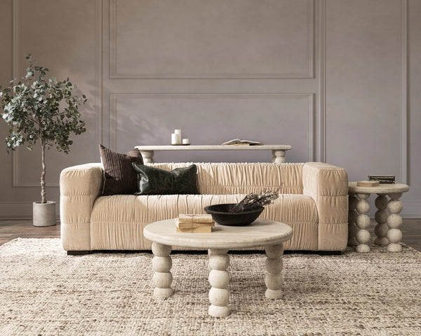 Afeela Upholstered Sofa in French Vanilla - Bold Structure, Soft Comfort