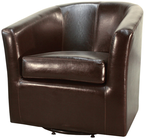 Hayden SWIVEL Bonded Leather Arm Chair In Brown