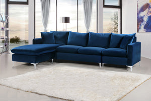 Lucy 2pc. Reversible Sectional In Navy Velvet