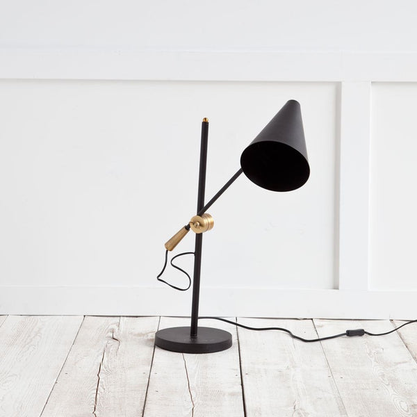 Fragon II(26"H) Black/Gold Metal Adjustable Cone Shade Table Lamp