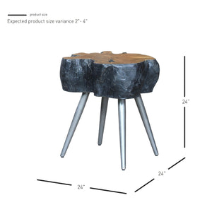 Anya KD Reclaimed Teak Side/ End Table, Natural/Black 