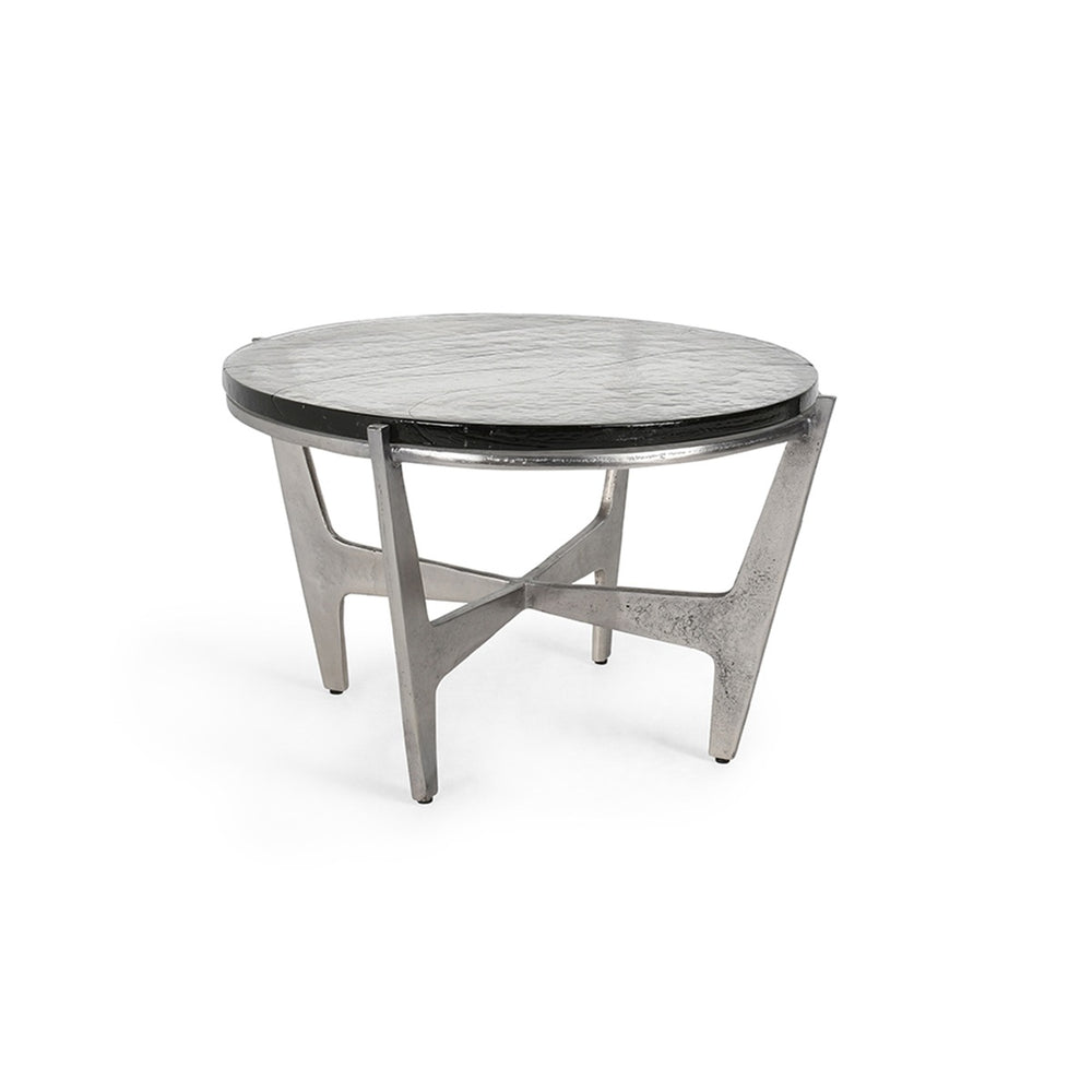 Patrick 18" Coffee Table with Glass Top & Zinc Antique Finish