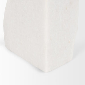 Stept White Marble Bookends w/rough carving (set of 2)
