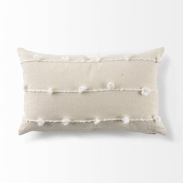 Erica 13 x 21 Cream With White Detail Decorative Pillow Cover