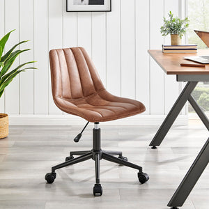 Robert KD PU Swivel Office Chair, Umber Brown