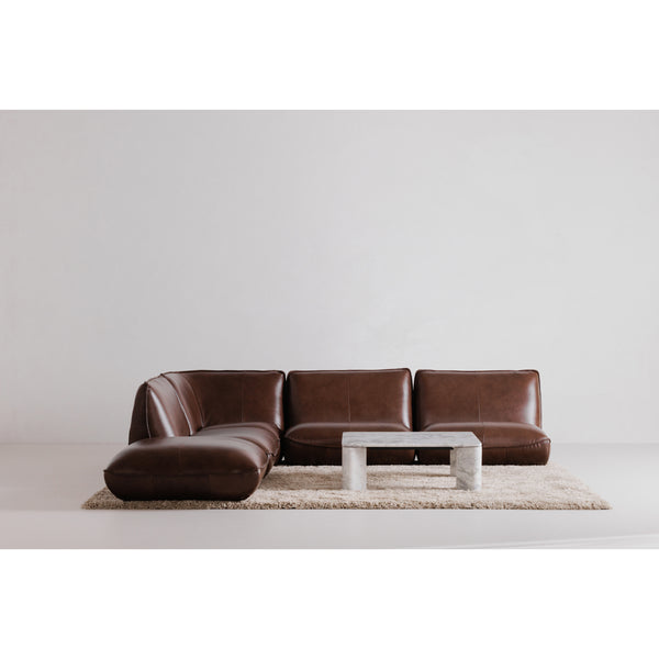 Moe's Zeppelin Leather Corner Chair in Toasted Hickory