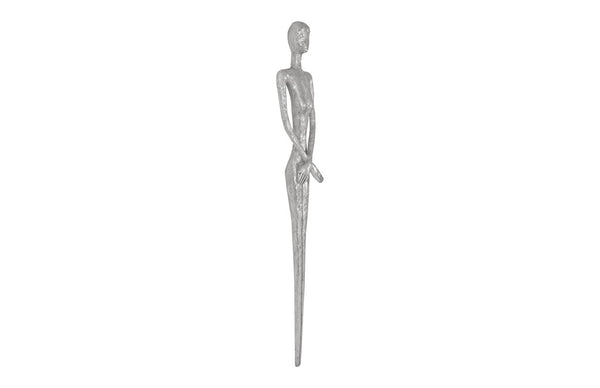 Skinny Female Wall Art, Resin, Silver Leaf