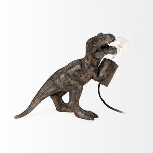 Raptor (10.6"H) Dark Tone Resin Tyrannosaurus Rex Table Lamp