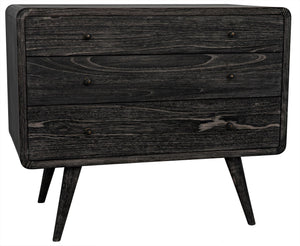 Bart Chest in Cinder Black Mindi and Veneer with Brass Pulls