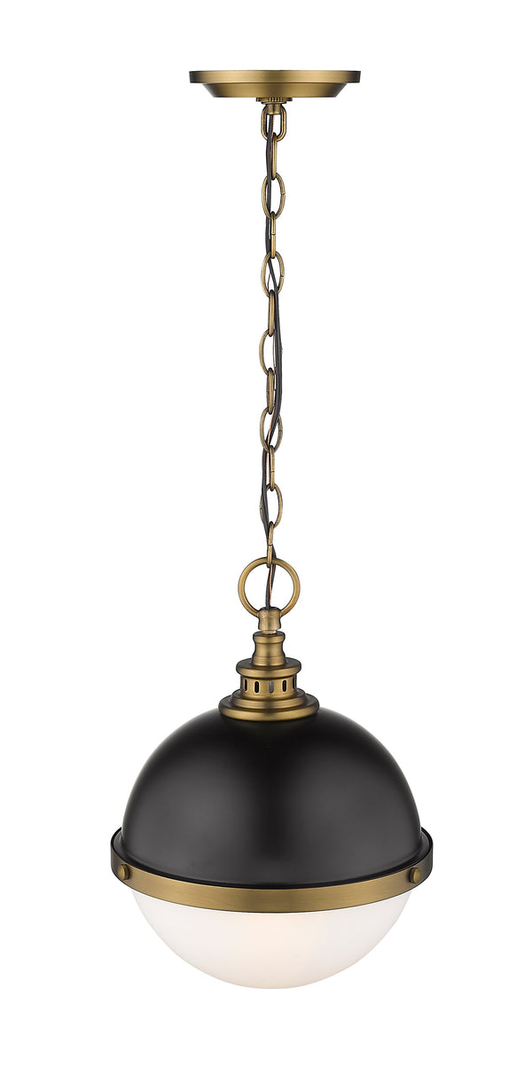 Peyton 2 Light Mini Pendant in Matte Black + Factory Bronze Finish