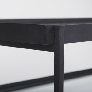 Trey 56"L x 32"W x 17"H Black Metal W/Glass Coffee Table