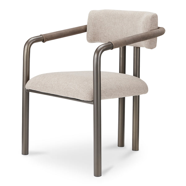 Moe's Cassidy Dining Chair in Brown with Leather Arms