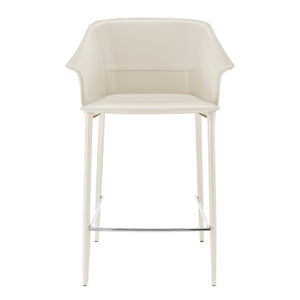 Callie Recycled Leather Counter Stool, Vanilla