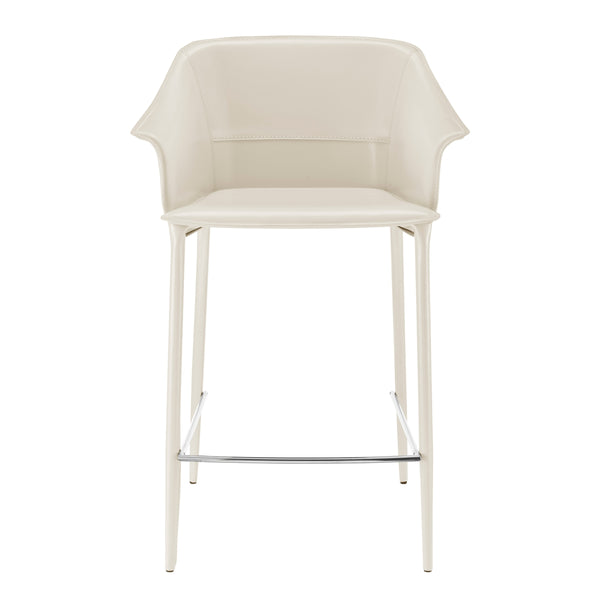 Callie Recycled Leather Counter Stool, Vanilla