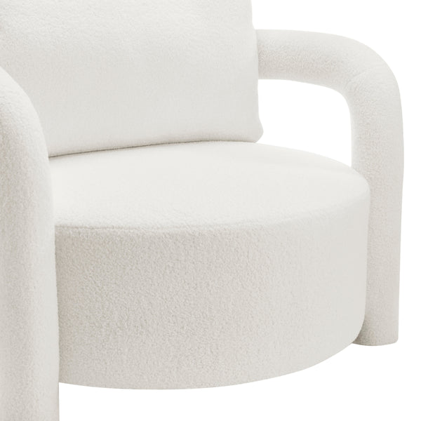 Maisie Faux Shearling Accent Arm Chair, Wilmont White