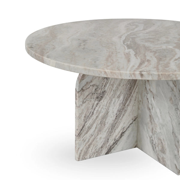 Reilly Marble Round Coffee Table in Rusty Gray