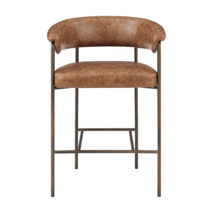 Kaiden KD Faux Leather Counter Stool, Antique Cigar Brown 
