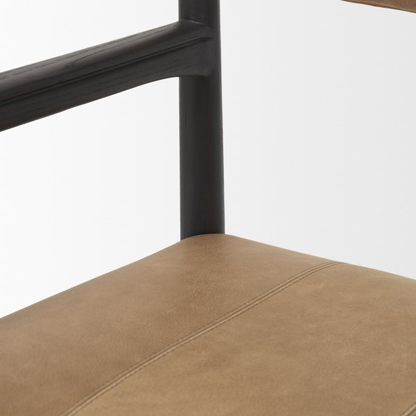 Toni Dark Brown Wood w/ Chestnut Leather Dining Chair