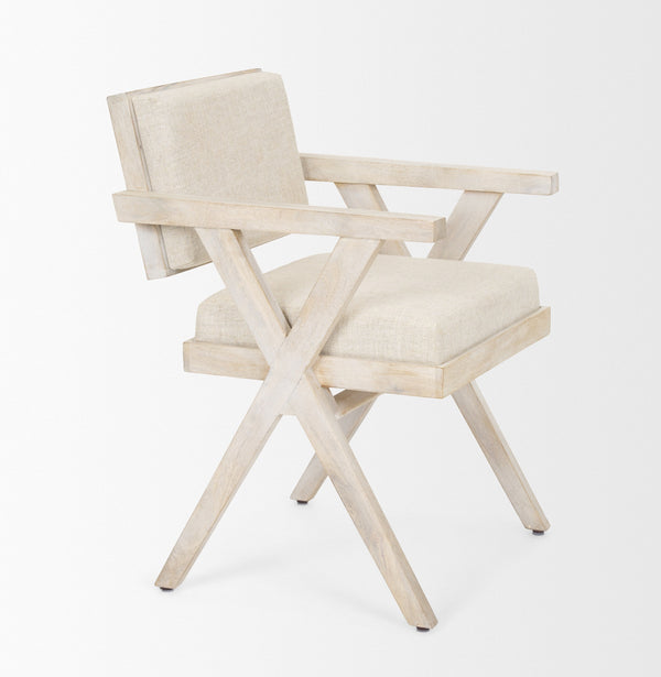 Topanga I Cream Fabric Wrap Blonde Wooden Frame Dining Chair
