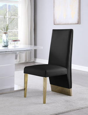 Stanley Dining Chair In Black Faux Leather and Gold
