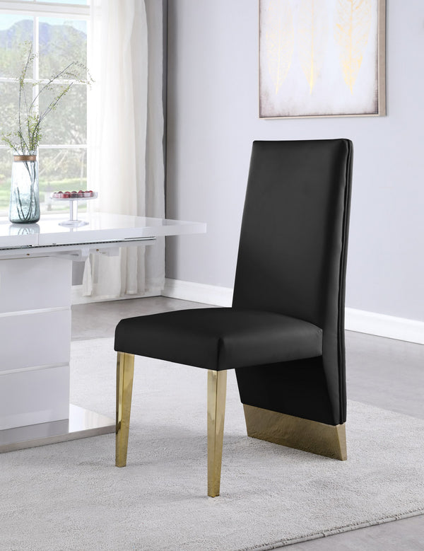 Stanley Dining Chair In Black Faux Leather and Gold