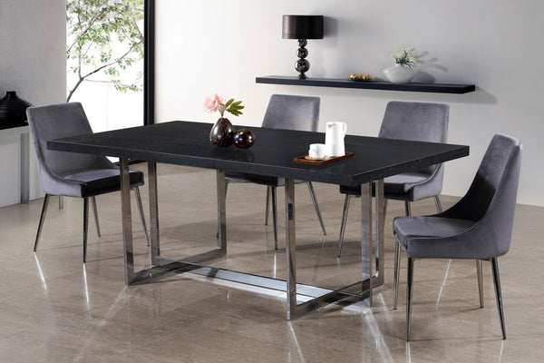 Lynette Dining Chair In Grey Velvet and Chrome