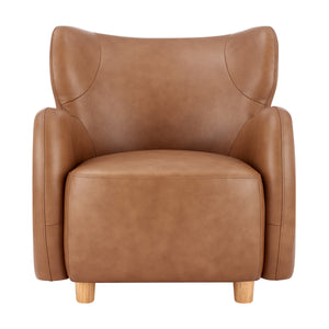 Tiffany KD Top Grain Leather Accent Arm Chair, Garrett Caramel